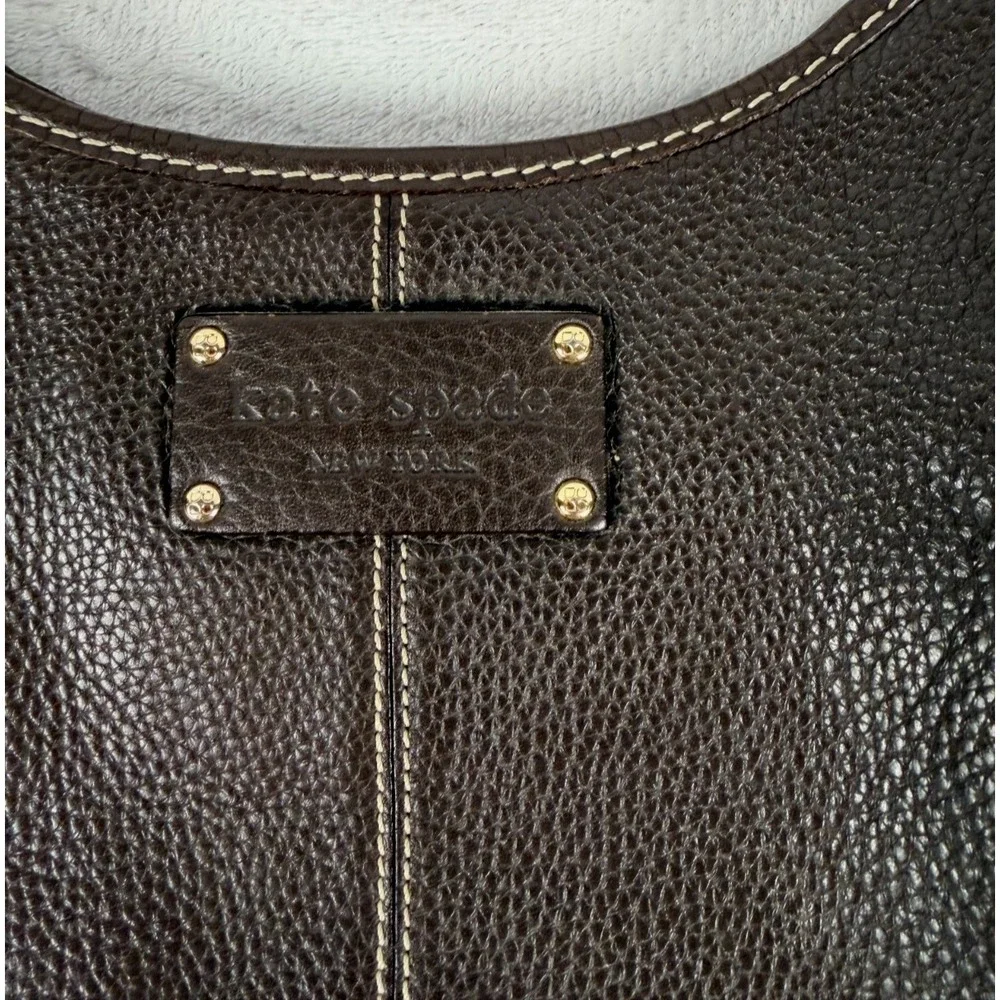 Kate Spade New York Brown Pebbled Leather Hobo Shoulder Bag Purse